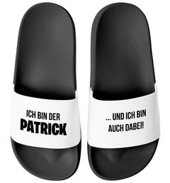 Badeschlappen Badelatschen Herren personalisiert mit Namen Spruch lustig Ich bin auch dabei Badeschuhe Männer Pool -Party Gadget Moonworks®