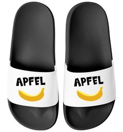 Moonworks® Badeschlappen mit Apfel-Banane Motiv Badelatschen mit witzigem Aufdruck Unisex Pool Slides für Männer & Frauen 