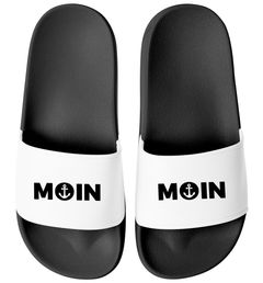 Badeschlappen Moin Aufdruck Anker Logo Badelatschen Unisex Herren Damen Badeschuhe Männer Frauen Urlaubsgadget Moonworks®