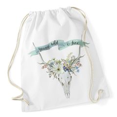 Turnbeutel Ethno Boho Hipster Beutel Tasche Blumen Traumfänger Totenkopf Gym Bag Watercolour