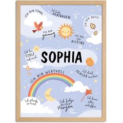 Affirmationsposter Kinder mit Name personalisiert Wandbilder Kinderzimmer Wanddeko Mutmacher Selbstliebe Motivation SpecialMe®
