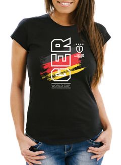 Damen Fan-Shirt Deutschland WM 2018 Fußball Weltmeisterschaft Trikot Flagge T-Shirt Fußball-Shirt Deutschland-Shirt Fan-Trikot Deutschland-Trikot Moonworks®