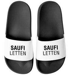 Badeschlappen Lustig Badelatschen mit Spruch SAUFI LETTEN – Party, Urlaub Malle Festival JGA Gadget – Herren Unisex Moonworks®