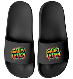 Badeschlappen Lustig Badelatschen mit Spruch SAUFI LETTEN – Party, Urlaub Malle Festival JGA Gadget – Hausschuhe Herren Unisex Moonworks®