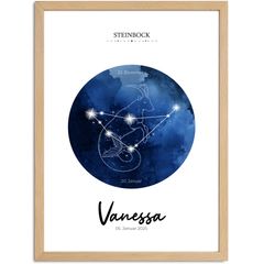 SpecialMe® Baby Poster mit Sternzeichen Illustration personalisierbar mit Geburtsdaten Wunschname Tierkreiszeichen Symbole 