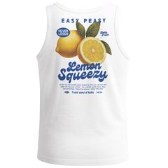Herren Tank-Top Backprint Easy Peasy Lemon Squeezy Zitrusfrüchte mediterran Vintage Printshirt Fashion Streetstyle Muskelshirt Neverless®