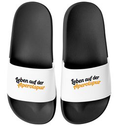 Badeschlappen mit Spruch Lustig Leben auf der Aperolspur Badelatschen Damen Sommer Getränk Spritz Aufdruck bedruckt Moonworks®