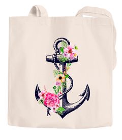 Jutebeutel Blumen Anker Flower Anchor Schultertasche Tragetasche Shopping-Bag Einkaufstasche Autiga®