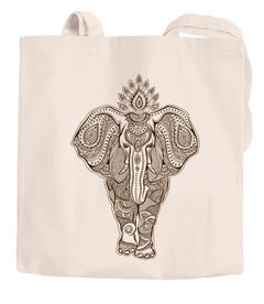 Jutebeutel Mandala Elefant Zentangle Mandala Baumwolltasche Einkaufstasche Autiga®