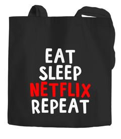 Jutebeutel Eat sleep Netflix repeat Baumwolltasche Stoffbeutel Tragetasche Moonworks®