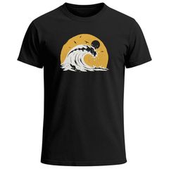 Herren T-Shirt Frontprint Welle Printshirt Maritim Meer Surfing Grafik Sommer Fashion Streetstyle Neverless®