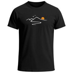 Herren T-Shirt Frontprint minimalistische Berg-Grafik Outdoor Fashion Streetstyle Prrintshirt Sommer Neverless®