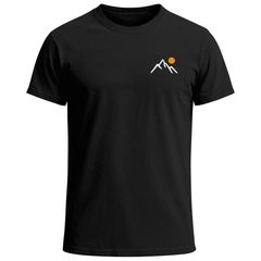 Herren T-Shirt mit Bergmotiv | Minimalistisches Outdoor Grafikshirt mit Sonnen-Print Natur Logo | Kurzarmshirt Baumwolle Fashion Streetstyle Neverless®