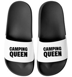 Badeschlappen Camping Queen King Urlaubsgadget Unisex mit Aufdruck Herren Damen Badeschuhe Männer Frauen Moonworks®