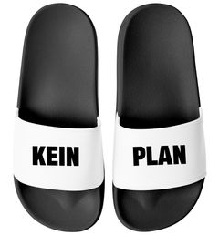 Badeschlappen Spruch Kein Plan Badelatschen Unisex mit Aufdruck Lustig Herren Damen Badeschuhe Urlaub Gadget Moonworks®