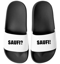 Badeschlappen Herren Aufdruck Lustig Saufi? Saufi! Herren Malle Urlaub Accessoires Unisex Badeschuhe Moonworks®