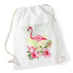 Turnbeutel Flamingo Polygon Blumen Flower Beutel Tasche Jutebeutel Gymsac