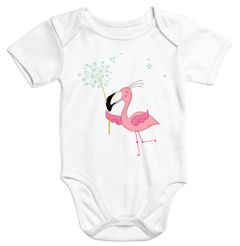 kurzarm Baby-Body mit Flamingo Aufdruck und Pusteblume Bio-Baumwolle Moonworks®