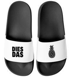 Badeschlappen mit Spruch Ananas-Motiv | Witzige Meme-Slides für Männer Frauen| Fun Schlappen für Alltag Festival Urlaub Moonworks®