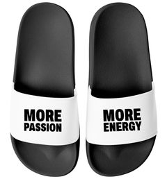 Badelatschen Unisex mit Print More Passion More Energy für Männer Frauen | Lustige Meme-Schlappen für Alltag Gym Urlaub Moonworks®