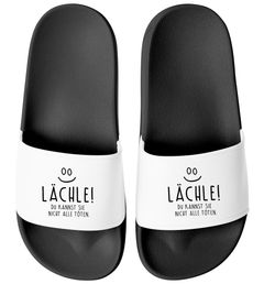Badeschlappen mit Spruch Lächle du kannst sie nicht alle töten Sarkasmus Statement Badeschuhe Männer Frauen Moonworks®