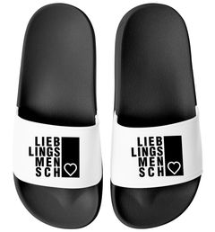 Badeschlappen mit Spruch Lieblingsmensch Badelatschen Unisex Herren Damen Badeschuhe Geschenk für Partner Familie Freunde Moonworks®