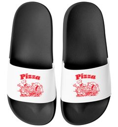 Badeschlappen für Pizza-Liebhaber | Badelatschen Unisex mit Retro Aufdruck Herren Damen Badeschuhe Sommer Italien Moonworks®