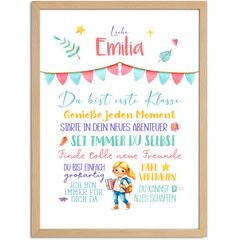 Kinder-Poster Einschulung personalisiert mit Namen Mutmacher Botschaften Affirmationsposter Erste Klasse SpecialMe®