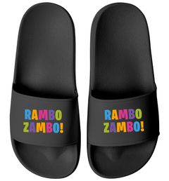 Badeschlappen Spruch lustig Rambo Zambo Party Gadget Badelatschen Unisex Herren Damen Badeschuhe Uralubszubehör Moonworks®