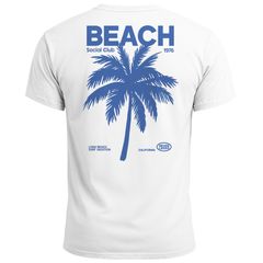 Herren T-Shirt Backprint Sommer Funshirt mit Palmen Print Retro Typografie – Strand Urlaub Grafikshirt Kurzarm Baumwwolle Neverless®