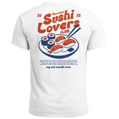 Herren T-Shirt Sushi Lovers Club – Grafikshirt mit Sushi Print – Lustiges Foodie Shirt Sommer Fashion Streetstyle Neverless®