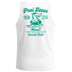 Herren Tank-Top Backprint Pool Locos Social Club – Sommer Funshirt mit Alligator Pool Grafik – Retro-Design Muskelshirt Neverless®