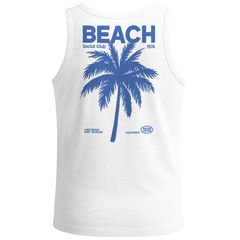 Herren Tank-Top Backprint Beach Social Club Retro Sommer Shirt mit Palmen Print und California Vibes – Muskelshirt Neverless®
