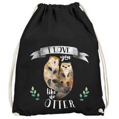 Turnbeutel Geschenk-Beutel Otter Pärchen I love you like no otter Geschenk Liebe Spruch Moonworks®