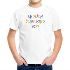Kinder Jungen T-Shirt Einschulung Endlich Schulkind personalisierbar mit Jahr Jahreszahl Geschenk Schulanfang SpecialMe®