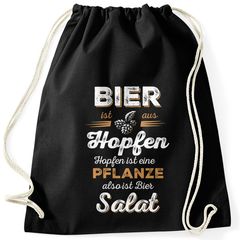 Turnbeutel Bier ist aus Hopfen, Hopfen ist eine Pflanze also ist Bier Salat Spruch-Beutel Moonworks®