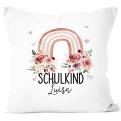 Kissen-Bezug Kinder Geschenk Einschulung 2025 Schulkind personalisiert mit Namen Regenbogen Design SpecialMe®