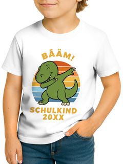 Kinder Jungen T-Shirt Einschulung 2025 mit Dino und Schuljahr personalisierbar Geschenk Schulanfang Dinosaurier Liebhaber Moonworks®