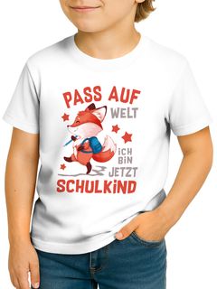 Kinder Jungen T-Shirt Einschulung 2025 Fuchs Spruch Pass auf ich bin jetzt Schulkind Geschenk Schulanfang SpecialMe®