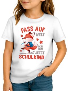 Kinder Mädchen T-Shirt Schulanfang mit Fuchs Aufdruck und Spruch Ich bin Schulkind Einschulung 2025 Geschenk SpecialMe®