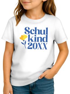 Kinder Mädchen T-Shirt Schulkind mit Jahreszahl personalisiert Blumenmotiv Geschenk Einschulung 2025 SpecialMe®