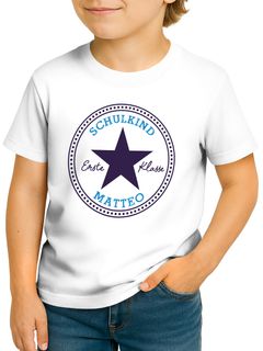 Kinder Jungen T-Shirt Einschulung 2025 mit Namen personalisierbar Stern-Design Schulkind Erste Klasse Geschenkidee Schulanfang SpecialMe®