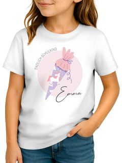 Kinder Mädchen T-Shirt Schulanfang Schultüte-Grafik mit Name personalisiert Schriftzug Endlich Schulkind 2025 SpecialMe®