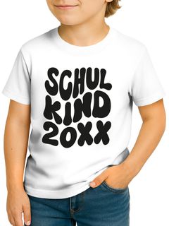 Kinder Jungen T-Shirt Einschulung 2025 Retro-Schriftzug Schulkind mit Jahreszahl personalisierbar Geschenkidee Schulanfang SpecialMe®