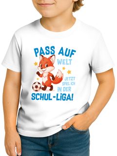 Kinder Jungen T-Shirt Einschulung 2025 Schulkind Fußball Spruch Löwe Fuchs 1. Klasse Geschenkidee Schulanfang SpecialMe®