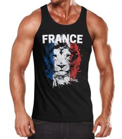 Herren Tanktop Fanshirt Frankreich EM WM Fußball Löwe Flagge France MoonWorks®