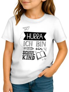 Kinder Mädchen T-Shirt mit Spruch Hurra Ich bin ein Schulkind Geschenkidee Erstklässler Einschulung 2025 Outfit 1. Schultag SpecialMe®