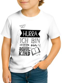 Kinder Jungen T-Shirt Einschulung 2025 mit Spruch Hurra Ich bin ein Schulkind Geschenk zum Schulanfang SpecialMe®