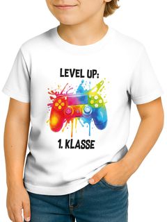 Kinder Jungen T-Shirt Einschulung 2025 Gamer Spruch Lustig Level Up 1. Klasse Geschenkidee Schulkind Schulanfang SpecialMe®