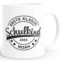 Kindertasse Kunststoff Geschenk Einschulung Erste Klasse Schulkind 2025 personalisierbar mit Name Jahr Jungen Mädchen SpecialMe®